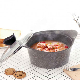 麥飯石色湯鍋帶蓋泡麵鍋迷你煲湯家用電磁爐拉麵小鍋