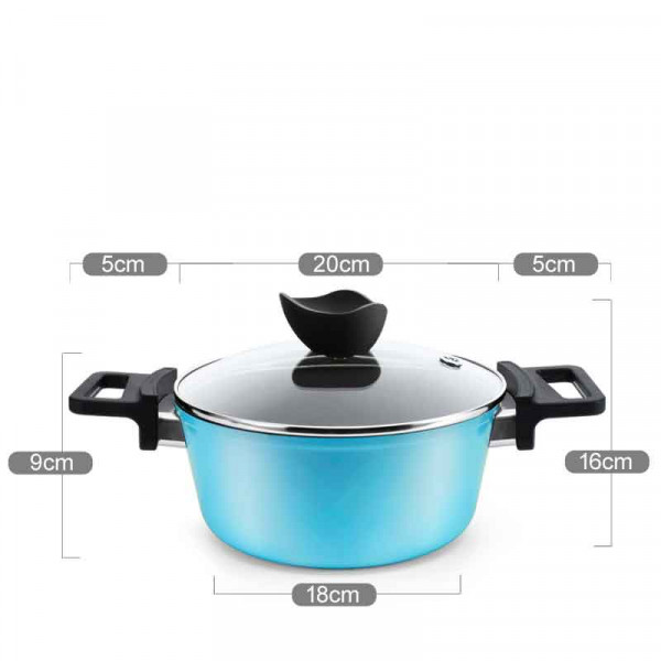 韓國進口陶瓷湯鍋平底鍋大容量雙耳不粘鍋燉鍋電磁爐通用
