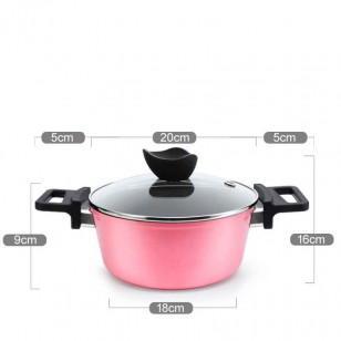 韓國進口陶瓷湯鍋平底鍋大容量雙耳不粘鍋燉鍋電磁爐通用