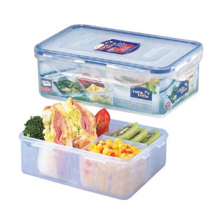 樂扣樂扣保鮮盒PP材質塑料便當盒冰箱收納盒三分隔微波爐飯盒1L