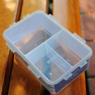 樂扣樂扣保鮮盒PP材質塑料便當盒冰箱收納盒三分隔微波爐飯盒1L