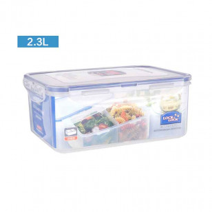 樂扣樂扣長方形兩分隔保鮮盒塑料便當盒PP材質帶分隔飯盒微波爐冰箱儲物盒