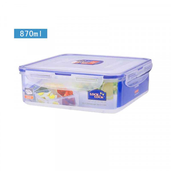 樂扣樂扣正方形四分隔保鮮盒塑料便當盒PP材質帶分隔飯盒微波爐冰箱儲物盒