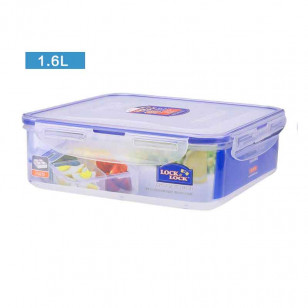 樂扣樂扣正方形四分隔保鮮盒塑料便當盒PP材質帶分隔飯盒微波爐冰箱儲物盒