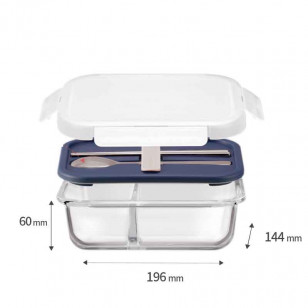 樂扣樂扣玻璃保鮮盒分隔型帶勺筷飯盒大容量上班族一人食便當盒