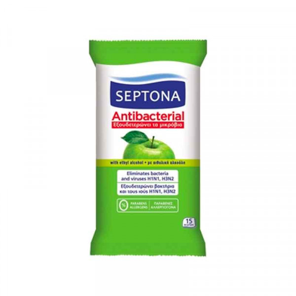 SEPTONA - 抗菌濕紙巾 (青蘋果味) 15片