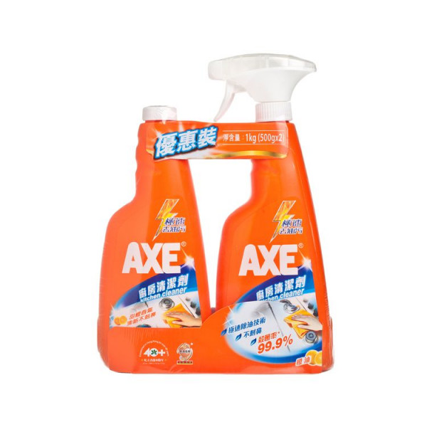 AXE 斧頭牌/廚房清潔劑 - 橙味(泵裝連補充裝) SET
