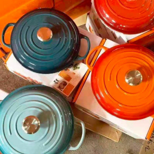 法國Le creuset26cm海鮮鍋燉鍋搪瓷鍋具家用酷彩鑄鐵琺瑯鍋